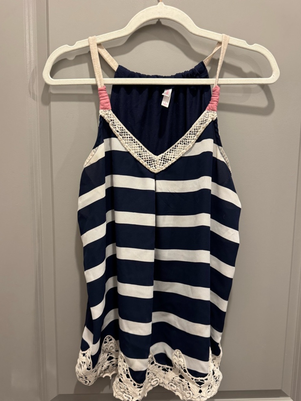 Xhilaration Navy Blue Top with Pink Logo Tag